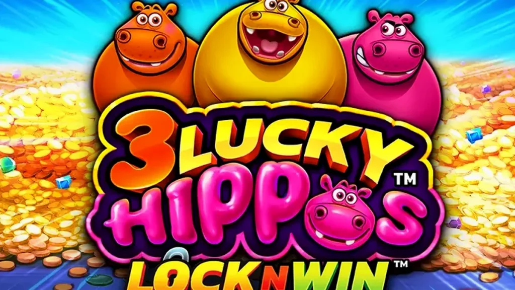 Tampilan visual permainan slot 3 Lucky Hippos