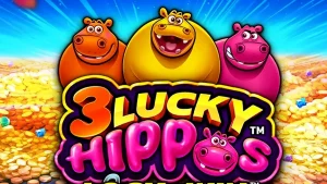 Tampilan visual ceria dari slot 3 Lucky Hippos