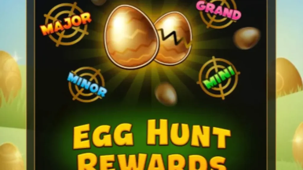 Pemandangan padang rumput cerah dalam permainan slot Golden Egg Hunt