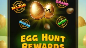 Pemandangan padang rumput cerah dalam permainan slot Golden Egg Hunt