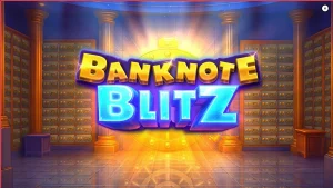 Tampilan visual mewah dari slot Banknote Blitz dengan elemen brankas bank