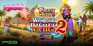 Tampilan visual slot Piggy Prizes Wish of Riches 2 dengan elemen magis dan koin emas